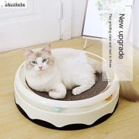 SHUSHABA พร้อมลูกบอลสำหรับลูกแมวเสื่อรองที่เก็บขี้แมวบ้าน Papan Garukan Kucing แบบโต้ตอบของเล่นแมวอุปกรณ์ของเล่นแมวสำหรับข่วนสัตว์เลี้ยง