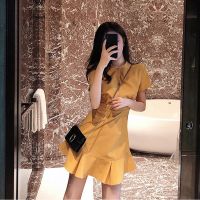 mini dress summer Short sleeve y slim casual black Shortskirt