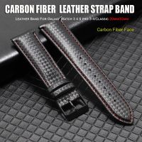 Carbon Fiber Leather Watch Band For Galaxy Watch 3 4 5 5Pro 45mm 40mm 44mm Strap 20mm 22mm Quick Release For Huawei GT3 Pro Cable Management