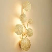 rt pad Copper Lustre Gold Lotus Leaf Wall Lamp Vintage Retro Bedside Living Room Art Decor Home Lighting Wall Sconces G4 Bulb