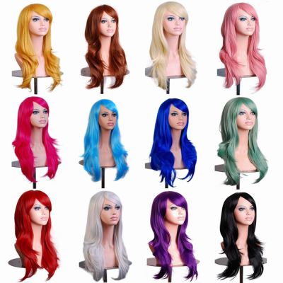【jw】♗﹉ Soowee 70cm Curly Pink Wig Hair Pieces Synthetic Gray Blonde Wigs for Peruk