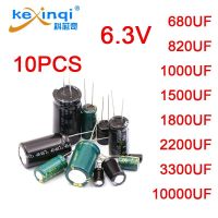 10PCS/PACK 6.3v DIP Aluminum Capacitor 6.3 Volts 2200 Microfarad Capacitance 680uf 820uf 1000uf 1500uf 1800uf 2200uf Electrical Circuitry Parts