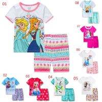 Kids Clothing Suit Girl Short Sleeve T-Shirt Shorts 2 Pcs Set Pajamas Outfits Sleepwear Frozen Printing