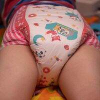 1PCS Abdl Adult Baby Diapers Onesize Big Waist Red Printing DDLG Disposable Diapers Diapers Lover Bebe Dad Dummy Dom