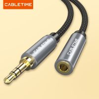 CABLETIME 3.5 mm Jack Headphone Upgrad Grey Audio Cable Aux Extension Cable M/F for Xiaomi Huawei P20 Amplifier C104