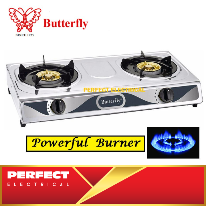 Butterfly Double Burner Gas Stove Cooker BGC628 Stainless Steel with