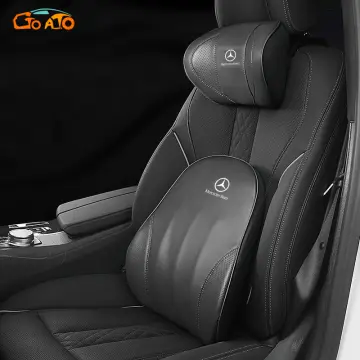 Lunda Luxury Car Neck Pillow Car Travel Neck Rest Pillows Seat Cushion Support Napa Leather for Mercedes Benz S-Class headrest