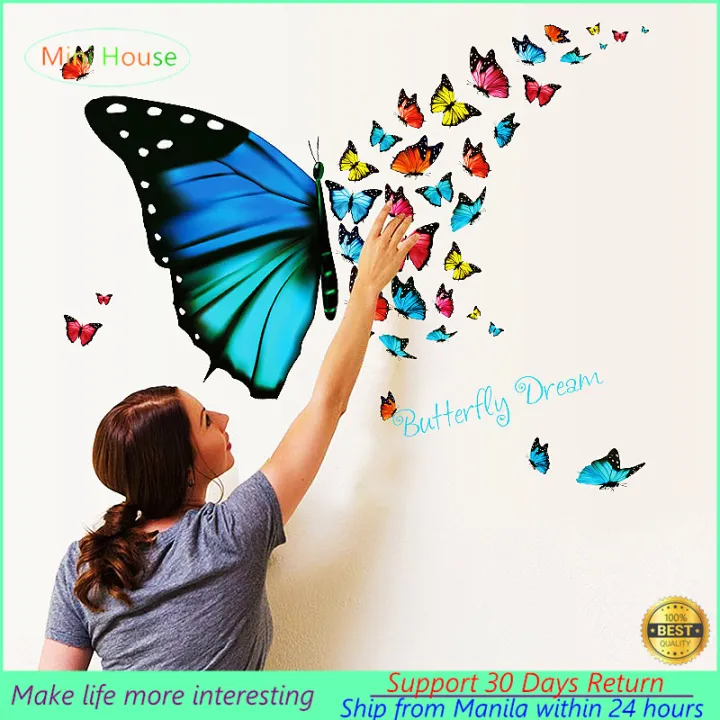 Wallpaper Wall Sticker Decals Butterfly Pattern Popular Modern Home  Decoration Sticker Wall Sticker Suitable for Living Room TV Background  Stairs Balcony Glass Door Bedroom Wall | Lazada PH