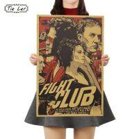 ◊☂ﺴ TIE LER Fight Club กระดาษคราฟท์โปสเตอร์ภาพยนตร์กระดาษโปสเตอร์ Retro Retro Art Wall ตกแต่งสติ๊กเกอร์ติดผนัง 51.5X35 ซม.