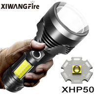 New P50 Flashlight USB Rechargeable Flash Light Cob Led Multifunctional Portable Flashlight Torch Light with