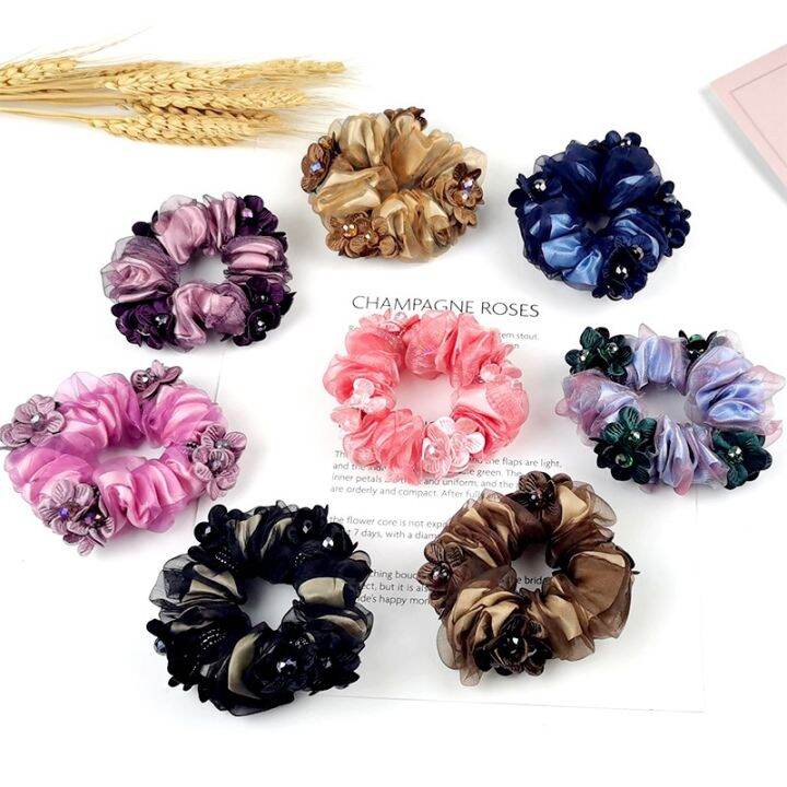 new-korean-version-silk-organza-large-intestine-high-elasticity-flower-hair-ornament-without-hurting-hair