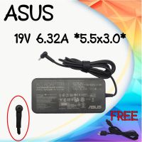 Adapter Asus 19v 6.32a *5.5x3.0 SLIM / อแดปเตอร์ เอซุส 19v 6.32a สลิม หัว 5.5x3.0 แถมฟรีสายไฟ