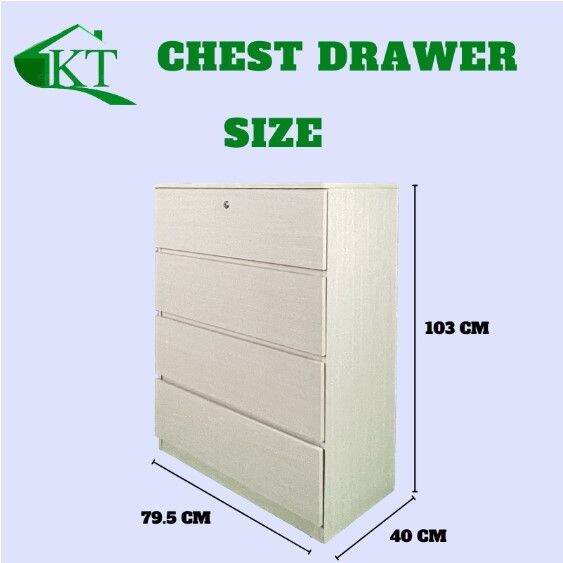 (Siap Pasang) KT Furniture 4 Tier Chest Drawer Drawer Storage