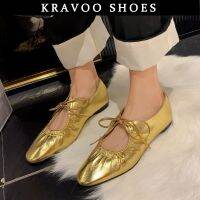 KRAVOO Mary Jane ผู้หญิงรองเท้าหนังนุ่มสไตล์ฝรั่งเศส Retro Flats รองเท้า Soft Sole สุภาพสตรีรองเท้าไม่มีส้นรองเท้าส้นสูงรองเท้าแต่งงานเจ้าสาว