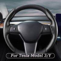 เคสพวงมาลัยรถยนต์ Tesla Model 3 Y,ตัวถนอมรถตกแต่งภายในหนังห่วงพ่วงลากรถกันลื่นสำหรับ Tesla