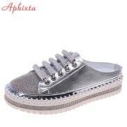 Aphixta 2022 New Flat Platform Half Slippers Women Summer Couple Bling