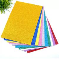 5sheets/bag Foamiran Sponge Glitters Foam Paper 20x30cm Craft Paper Gold Spong Paper Powder Handmade Paper Crafts Decor DIY Gift Adhesives Tape