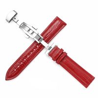 Lizard Patterned Calf Leather Straps 18mm 20mm 22m With Automatic Stainless Steel Butterfly Buckle Watch Band