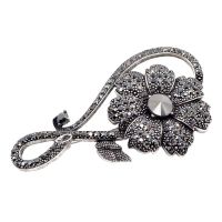 CINDY XIANG Rhinestone Black Flower Brooches for Women Vintage Elegant Large Pin Winter Coat Sweater Broches High Quality