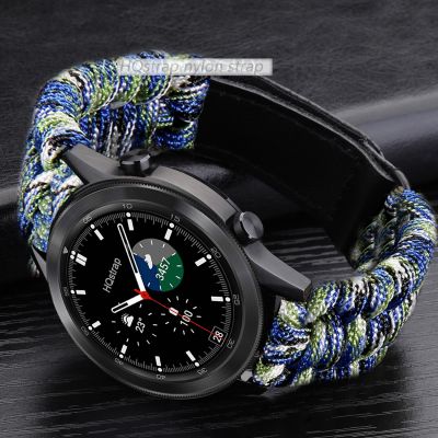 สายถักแนวสปอร์ต22มม. 24มม. 20มม. สำหรับนาฬิกา Samsung Galaxy Watch 5 Watch4 3กำไลไนลอนสำหรับ Huewei สายรัดหนัง