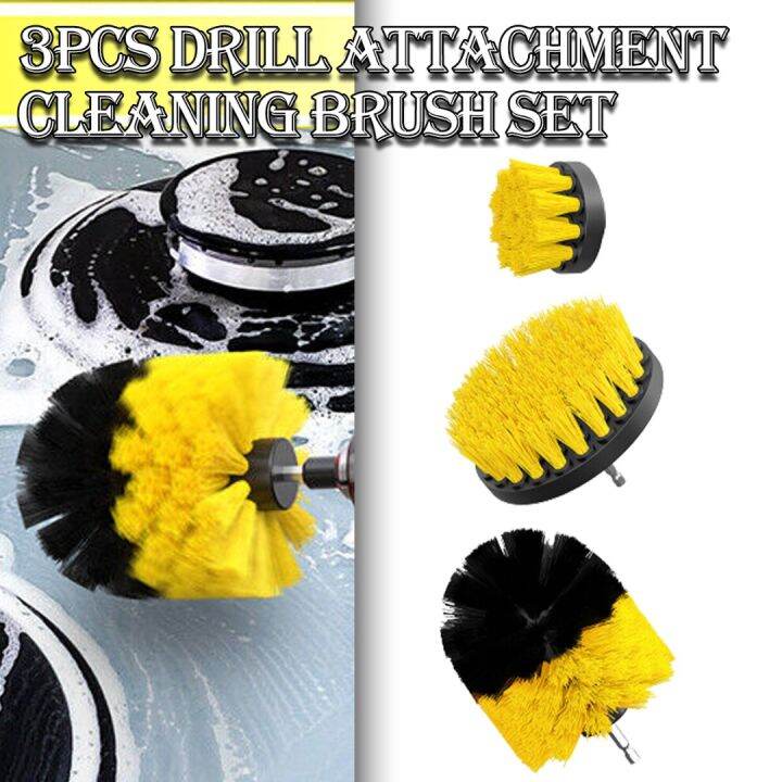 3pcs Drill Brush Set Cleaning Power Scrubber Attachment Car Tile Grout  Cleaner