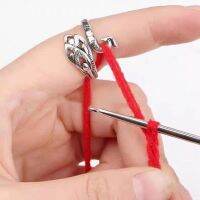 ♝☁ 1 Piece Metal Knitting Tools Handamde Peacock Finger Ring Blade Needle Braiding Crochet Yarn Guide Accessories Ring Wool Crafts