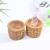 Fre 2PC 1/12 MINI dollhouse หวายกรอบ HAND-woven vegetable Food Storage Basket