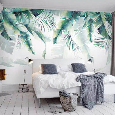 [hot]Custom Photo Mural Wallpaper Retro Tropical Rain Forest Palm Banana Leaves Wall Painting Bedroom Living Room Sofa 3D Wall paper