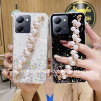 แฟชั่น เคสโทรศัพท์ Case VIVO Y36 Y02 Y02A Y02T Y55+ Plus 4G 5G เคส ซิลิโคนลายการ์ตูนมันวาวสุดสร้างสรรค์ เคสโทรศัพท อินเทรนด์พร้อมสายรัดข้อมือไข่มุกน่ารักพลอยเทียม2023