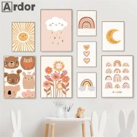 Boho Rainbow Cloud Moon Sun Heart Nursery Wall Art Canvas Painting Nordic Posters And Prints Pictures Baby Kids Room Home Decor Wall Décor