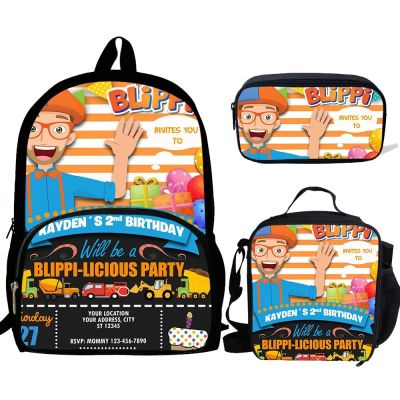 1 Set Blipi Kids School Bags For Teenagers Boys Girls Kids Cartoon Backpack Mochila Student Book Bag Set 3Pcs Child Schoolbag