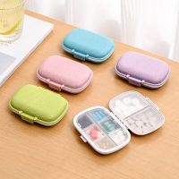 8 Grids Organizer Container For Tablets Travel Pill box With Seal Ring Small Box For Tablets Wheat Straw Container For Medicines Medicine  First Aid S
