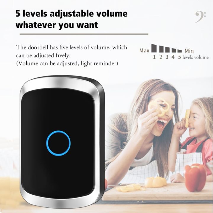 cacazi-self-powered-waterproof-wireless-doorbell-smart-home-without-battery-doorbell-with-ringtone-150m-remote-receiver-bell