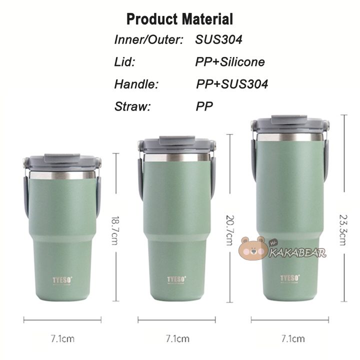 ของแท้-พร้อมส่ง-แก้วเก็บความเย็น-tyeso-แบบใหม่มีที่จับ-หูหิ้ว-แก้วกาแฟ-แก้วสแตนเลส304-600ml-750ml-900ml-ราคาไม่แพง