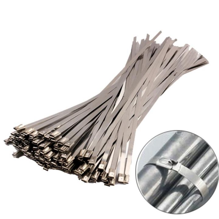 100pcs-4-6x300mm-stainless-steel-exhaust-wrap-coated-locking-metal-cable-zip-ties-self-locking-stainless-steel-cable-tie