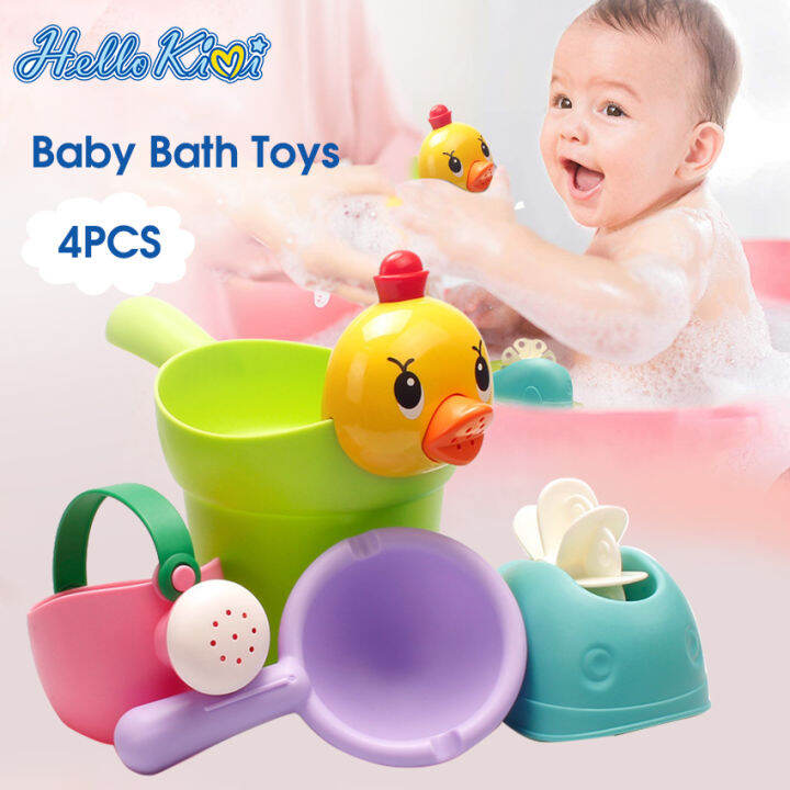 hellokimi-4pcs-bath-toy-set-children-shower-spray-water-suction-cup-waterwheel-bath-toys-waterwheel-shower-sprinkler-bathtub-accessories-for-kids-bath