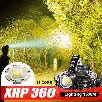 XHP360ไฟหน้ารถมอเตอร์ไซค์แบบ LED ความสว่างสูง USB IPX4ชาร์จไฟแบบซูมได้ไฟหน้ากันน้ำตั้งแคมป์กลางแจ้งทำงานหัวโคม