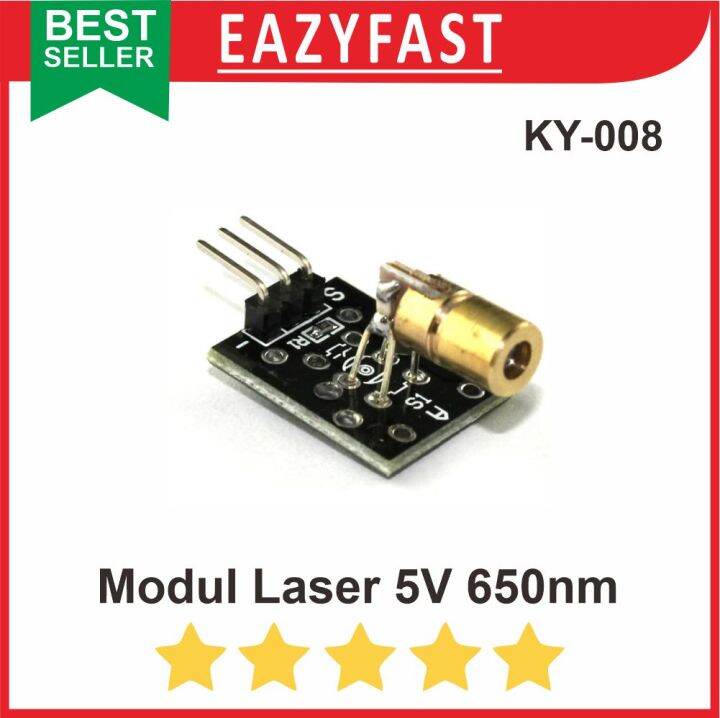 Modulo Laser KY-008 650nm 5V - 5 Pezzi, Per Arduino, PIC, AVR, Progetti Elettronici