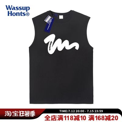 original WASSUP American casual heavy vest mens and womens sports fitness national tide brand summer loose sleeveless T-shirt vest