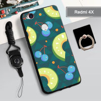 TPU นุ่มเคสสำหรับ Xiaomi Redmi 4X กล่องคลุมทั้งหมดเคสโทรศัพท์ทาสีป้องกันการตกหล่น Tputhone ฝามีที่ถือวงแหวนและเชือก