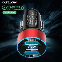 USLION 18W Dual USB LED Display Car Charger QC3.0 Fast Charging For iPhone 13 12 Huawei Samsung Xiaomi Car Adapter Car Charger Car Chargers