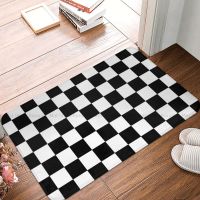 Non-slip Doormat Checkered Black And White Bath Kitchen Mat Outdoor Carpet Indoor Modern Decor