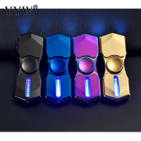 USB Lighter Sports Car Encendedor Fingertip Gyro Esqueiro Lighter Creative Led Light Cakmak Double Flashlight Lighters