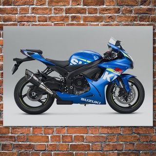 Suzuki Gsx R สีน้ำเงินซูเปอร์ไบค์รถจักรยานยนต์แข่งรถจักรยานศิลปะบนผนังโปสเตอร์ความคมชัดสูงกันน้ำพิมพ์ผ้าใบในร่มกรอบพิมพ์บนความคมชัดสูงกันน้ำผ้าใบในร่ม S สำหรับตกแต่งห้อง