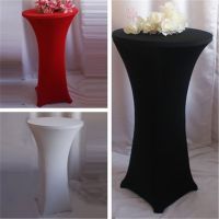 [HOT ZEXKLIOALQAQ 529] High Top Cocktail Table Cover Spandex Lycra Wedding Party Table Covers Round For Folding Tables Accessories