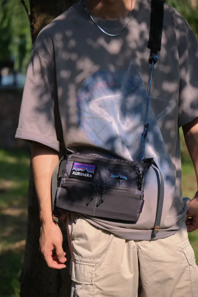 Outdoor Plaid Fly Fishing Chest Bag Street Bag Shoulder Waterproof  Crossbody Bag