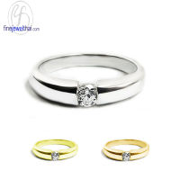 Finejewelthai-แหวนเพชร-แหวนเงิน-เพชรสังเคราะห์-เงินแท้925-แหวนหมั้น-แหวนแต่งงาน-R1178cz (ราคาต่อวง เลือกสีตัวเรือนได้)