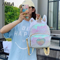 กระเป๋าเป้เลื่อมแฟชั่นเด็กผู้หญิงใหม่ AMILA Sequined กระเป๋าสะพายลายยูนิคอร์น