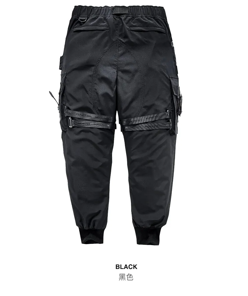 Black Cargo Pants Men's Fashion Loose Tappered Casual Pants