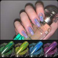 DIY 12สีHolographicอุปกรณ์ทำเล็บเลเซอร์แวววาววิบวับเล็บผงตกแต่งเล็บตกแต่งเล็บสีผงกระจกสีโครเมี่ยม